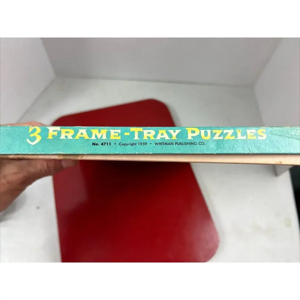 3 Vintage Whitman Frame Tray Puzzle Set Large Size 13x10 Scroll‎ Cut Pieces 4711